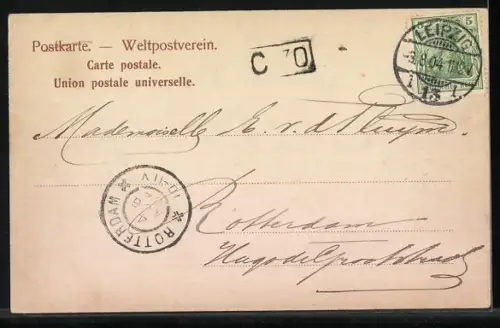 AK Leipzig, Promenade am alten Theater, Strassenbahn