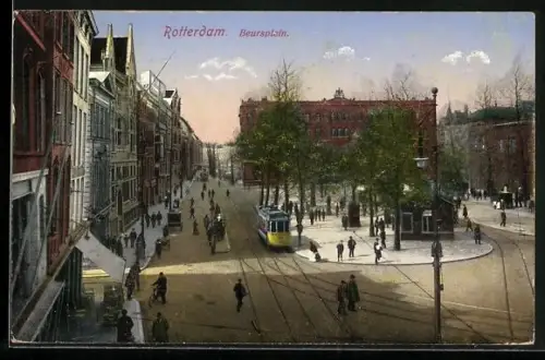 AK Rotterdam, Beursplein, Strassenbahnen