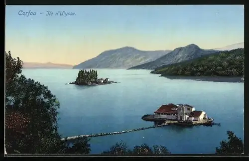 AK Corfou, Ile d`Ulysse, Panorama mit Toteninsel