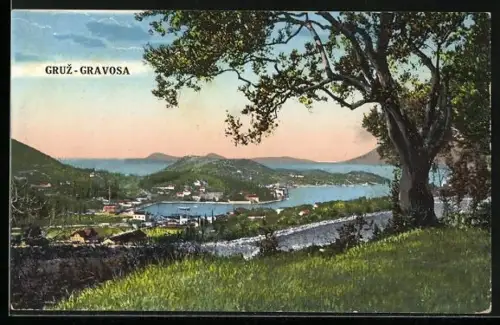 AK Gruz-Gravosa, Gesamtansicht der Stadt am Meer