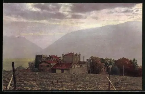 Künstler-AK Photochromie Nr. 3503: Obermais bei Meran, Schloss Rametz