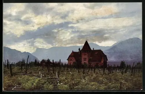 Künstler-AK Obermais /Meran, Der Ultenhof