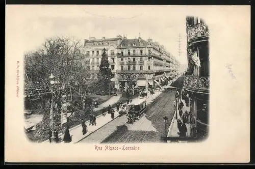 AK Toulouse, Rue Alsace-Lorraine, Pferdebahn