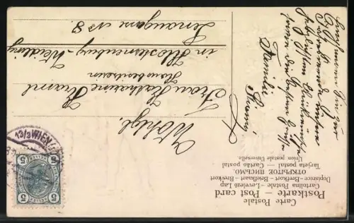 AK Schornsteinfeger mit Leiter und Hufeisen