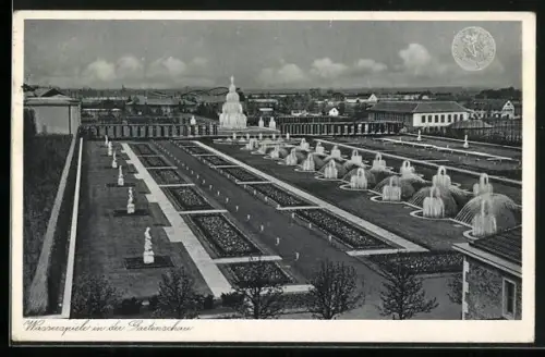 AK Düsseldorf, Grosse Reichsausstellung Schaffendes Volk 1937, Wasserspiele in der Gartenschau