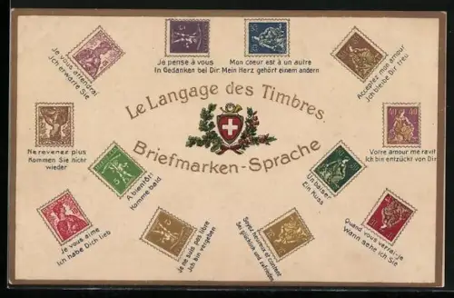 AK Briefmarken und ihre Bedeutungen in der Briefmarkensprache, Wappen der Schweiz