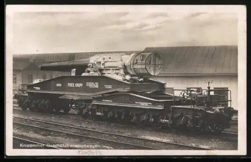 AK Kruppscher Geschütztransportwagen mit einem Geschütz