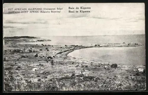 AK Baie de Kigoma, Panoramablick auf den Küstenort Belgisch Congo