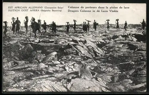 AK Est Africain Allemand, Colonne de porteurs dans la plaine de Lave