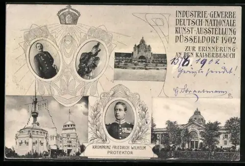AK Düsseldorf, Deutsch-Nationale Kunst-Ausstellung 1902, Kronprinz Friedrich Wilhelm Protektor