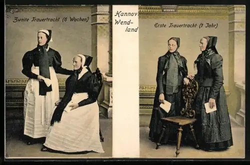 AK Serie: Trachten, erste und zweite Trauertracht aus Hannover-Wendland