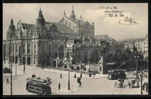 AK Köln-Neustadt, Opernhaus mit Strassenbahnen