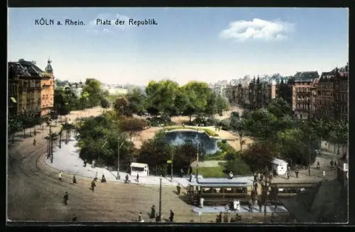 AK Köln-Neustadt, Platz der Republik mit Strassenbahn