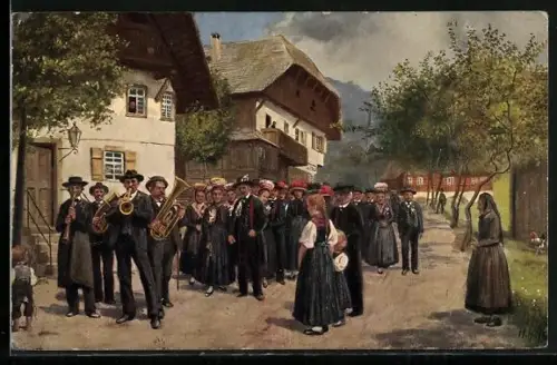 Künstler-AK Heinrich Hoffmann: Gäste einer Bauernhochzeit
