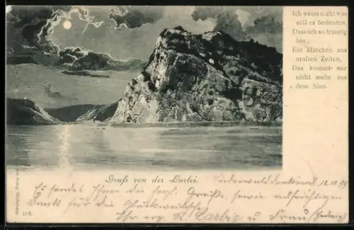 AK Ich wiss nicht was soll es bedeuten..., Gruss von der Lurlei, Loreley