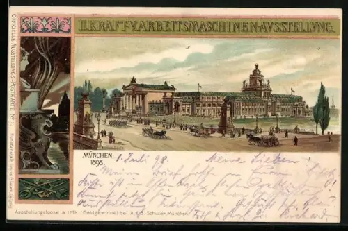 Lithographie München, II. Kraft- & Arbeitsmaschinen-Ausstellung1898 Ausstellungsgelände
