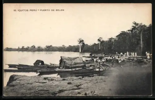 AK Iquitos, Puerto de Belem, Partie am Strand mit Booten