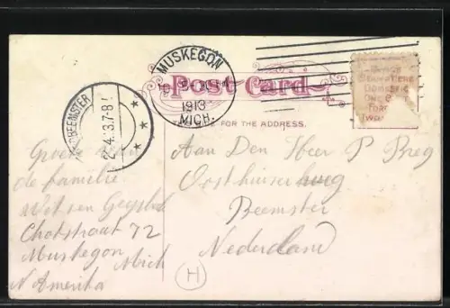 AK Muskegon, Western Avenue, Looking West, Strassenbahnen