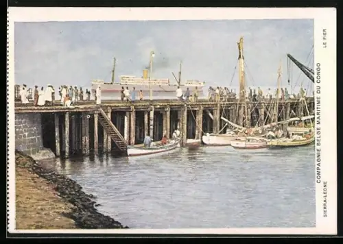 AK Sierra Leone, Le Pier, Schiffsanlegestelle mit Segelbooten und Dampfer
