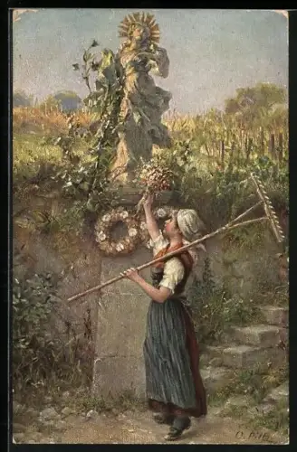 Künstler-AK sign. Otto Piltz: Madonna im Felde