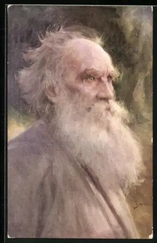 Künstler-AK Jan Styka: Portrait Leon Tolstoi mit Bart