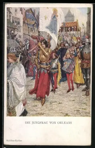 Künstler-AK M. Munk Nr.: 1113, Jeanne d`Arc / Johanna von Orleans, Festzug