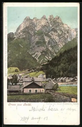AK Raibl, Ortsansicht mit Blick auf den Raibler Seekopf