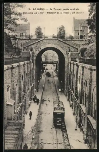 AK Le Mans, Le Tunnel partie centrale Construit em 1878, Strassenbahn