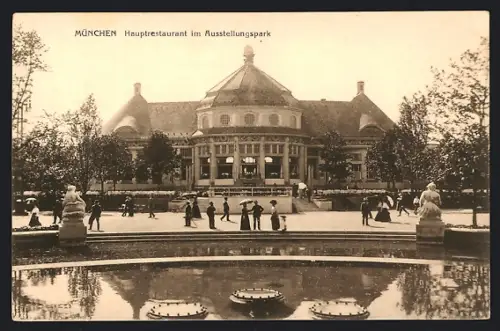AK München, Hauptrestairant im Ausstellungspark