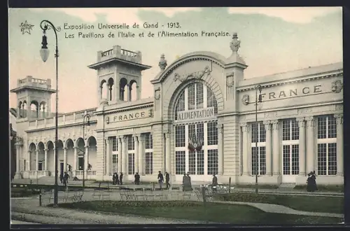 AK Gand, Exposition Universelle 1913, Les Pavillons de l`Italie et de l`Alimentation Francaise