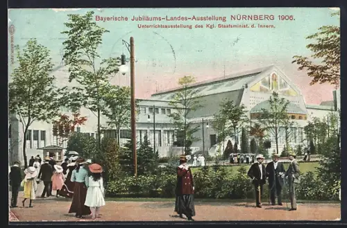 AK Nürnberg, Bayrische Jubiläums-Landes-Ausstellung 1906, Unterrichtsausstellung des Kgl. Staatsminst. d. Innern.