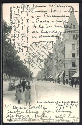 AK Chaux-de-Fonds, Rue Léopold Robert, Strassenpartie