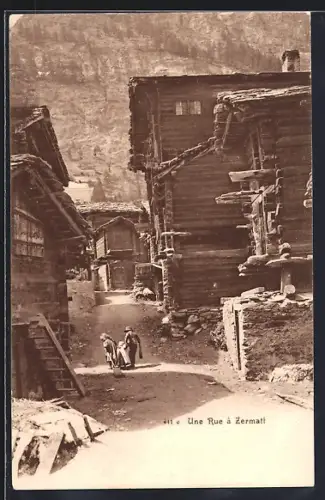 AK Zermatt, Une rue, Strassenpartie