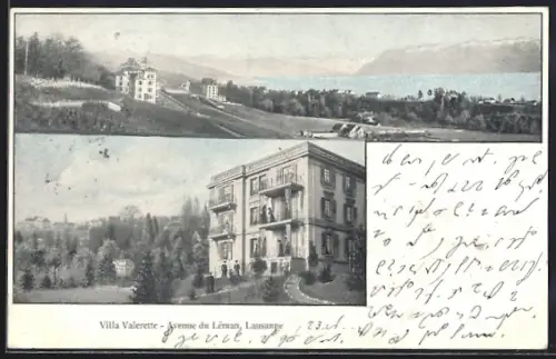 AK Lausanne, Hotel Villa Valerette, Avenue du Léman, Panorama