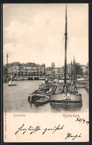 AK Rotterdem, Oudehaven, Hafenblick