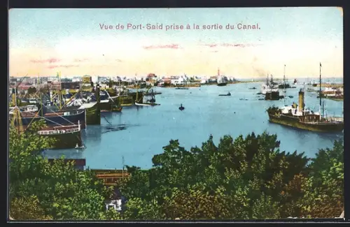 AK Port-Said, Vue de Port-Said prise à la sortie du Canal