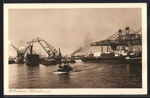 AK Rotterdam-Waalhaven, Kräme im Hafen