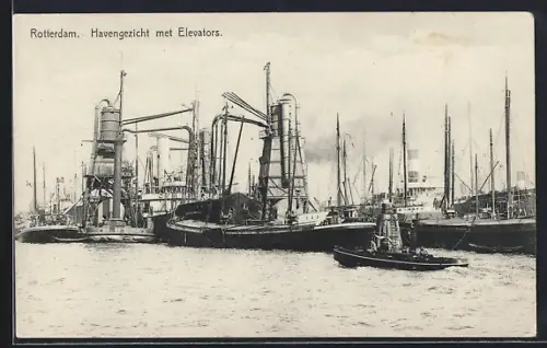 AK Rotterdam, Havengezicht met Elevators