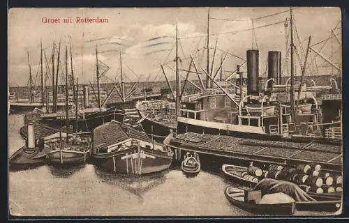 AK Rotterdam, Schiffe im Hafen