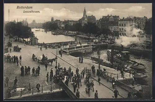 AK Rotterdam, Leuvehaven, Schiffe am Hafen