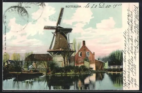 AK Rotterdam, Windmühle am Wasser