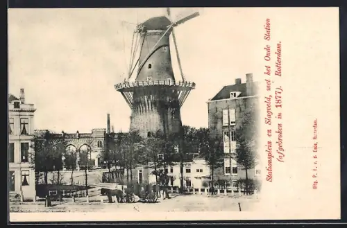 AK Rotterdam, Stationsplein en Slagveld met het Oude Station