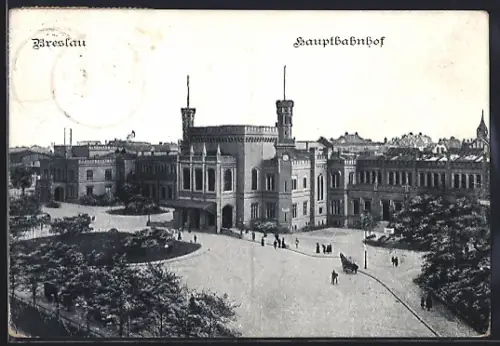 AK Breslau, Hauptbahnhof mit Anlage