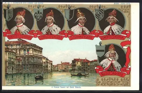 Lithographie Venezia / Venedig, Il Palazzo Pesaro nel Canal Grande, Dogen