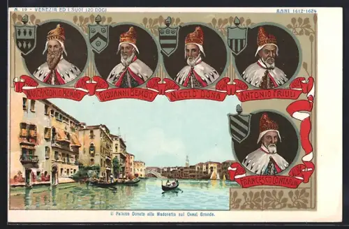 Lithographie Venezia / Venedig, Il Palazzo Donato alla Madonetta sul Canal Grande, Dogen