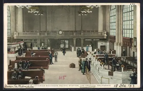 AK Los Angeles, CA, Interior Southern Pacific Station