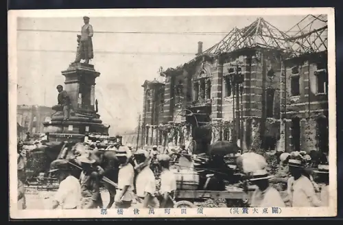AK Yokohama, Ruinen an einem Denkmal, Erdbeben 1923