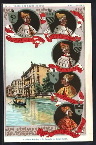 Lithographie Venedig / Venezia, Il Palazzo Malipiero..., Dogen