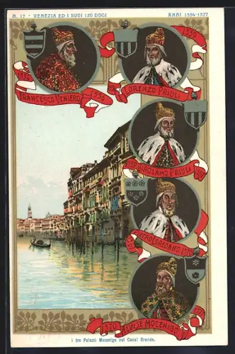 Lithographie Venedig / Venezia, I tre Palazzio Mocenigo..., Dogen