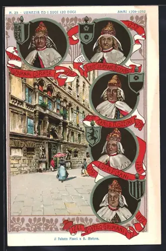 Lithographie Venedig, il Palazzo Pisani a S. Stefano, venezianische Dogen